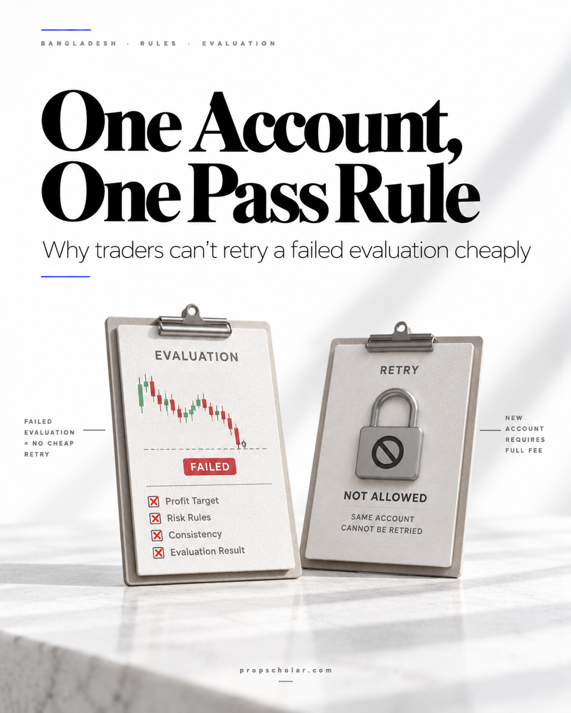 One Account, One Pass Rule: Why Bangladesh Traders Can't Retry a Failed Evaluation Cheaply