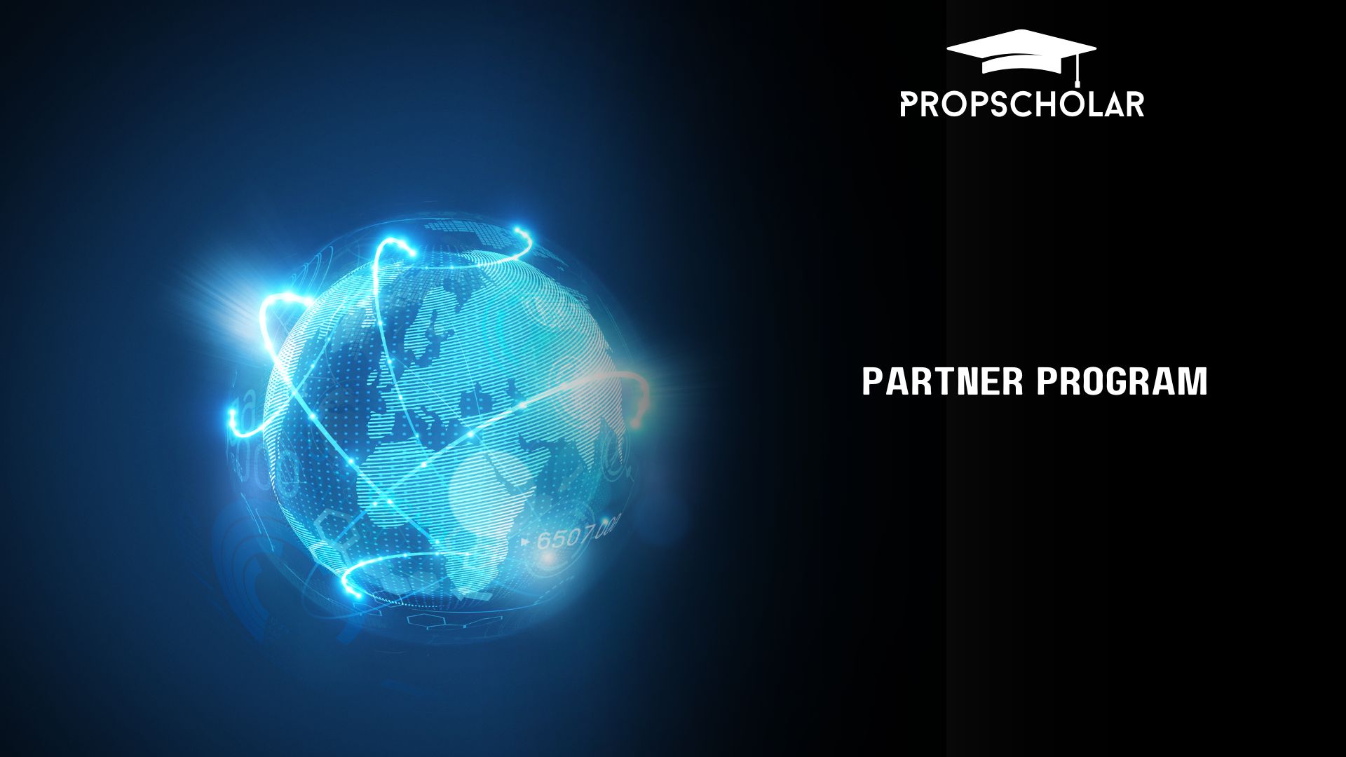 Partner Program text with glowing Earth graphic in the background